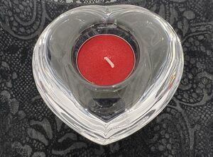 Orrefors Amore Crystal Heart Shaped Votive holder